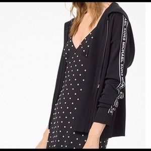 Black Michael Kors Logo tape zip up hoodie